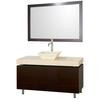 Malibu 48 In. Vanity in Espresso with Marble Vanity Top in Ivory with Bone Porcelain Sink and Mirror