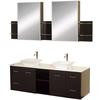 Avara 60 In. Vanity in Espresso with Man Made Stone Vanity Top in White and Medicine Cabinets