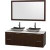 Amare 60 In. Double Vanity in Espresso with Man Made Stone Vanity Top in White and Granite Sinks