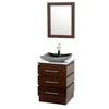 Rioni 22 1/4 In. Vanity in Espresso with Man-Made Stone Vanity Top in White and Mirror