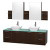 Amare 72 In. Double Vanity in Espresso with Glass Vanity Top in Aqua and White Porcelain Sinks