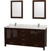 Lucy 72 In. Vanity in Espresso with Marble Vanity Top in Carrara White and Undermount Sink