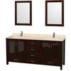 Lucy 72 In. Vanity in Espresso with Marble Vanity Top in Ivory and Undermount Sink