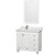 Acclaim 36 In. Single Vanity in White with Top in Carrara White with Square Sink and Mirror