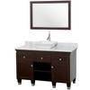 Premiere 48 In. Vanity in Espresso with Marble Top in Carrara White with White Sink and Mirror