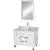 Premiere 36 In. Vanity in White with Marble Top in Carrara White with White Sink and Mirror