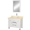 Premiere 36 In. Vanity in White with Marble Vanity Top in Ivory with Bone Porcelain Sink and Mirror
