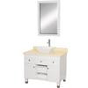 Premiere 36 In. Vanity in White with Marble Vanity Top in Ivory with White Porcelain Sink and Mirror