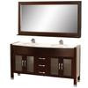 Daytona 63 In. Vanity in Cherry with Man Made Stone Vanity Top in White and Mirror
