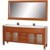 Daytona 71 In. Vanity in Cherry with Man Made Stone Vanity Top in White and Mirror