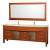 Daytona 78 In. Vanity in Cherry with Double Basin Marble Vanity Top in Ivory and Mirror