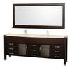 Daytona 78 In. Vanity in Espresso with Double Basin Marble Vanity Top in Ivory and Mirror