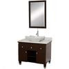 Premiere 36 In. Vanity in Espresso with Marble Vanity Top in White Carrara and Mirror