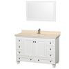 Acclaim 48 In. Single Vanity in White with Top in Ivory with Square Sink and Mirror