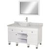 Premiere 48 In. Vanity in White with Marble Top in Carrara White with White Porcelain Sink and Mirror