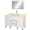 Premiere 48 In. Vanity in White with Marble Vanity Top in Ivory with Bone Porcelain Sink and Mirror