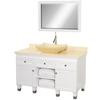 Premiere 48 In. Vanity in White with Marble Vanity Top in Ivory and Mirror