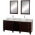 Premiere 72 In. Vanity in Espresso with Marble Top in Carrara White with White Sinks and Mirrors