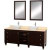 Premiere 72 In. Vanity in Espresso with Marble Top in Ivory with White Porcelain Sinks and Mirrors