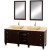 Premiere 72 In. Vanity in Espresso with Marble Vanity Top in Ivory with Ivory Sinks and Mirrors