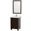 Acclaim Single Vanity in Espresso with Top in Carrara White with Square Sink and Mirror