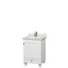 Acclaim Single Vanity in White with Top in Carrara White with Square Sink and No Mirror