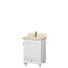 Acclaim Single Vanity in White with Top in Ivory with Square Sink and No Mirror