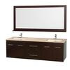 Centra 72 In. Double Vanity in Espresso with Marble Vanity Top in Ivory and Undermount Sinks