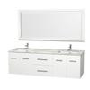 Centra 72 In. Double Vanity in White with Marble Vanity Top in Carrara White and Undermount Sinks