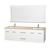 Centra 72 In. Double Vanity in White with Marble Vanity Top in Ivory and Undermount Sinks