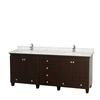 Acclaim 80 In. Double Vanity in Espresso with Top in Carrara White with Square Sinks and No Mirror