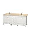 Acclaim 80 In. Double Vanity in White with Top in Ivory with Square Sinks and No Mirror