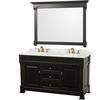 Andover 60 In. Vanity in Antique Black with Double Basin Marble Top in Carrera White and Mirror