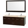 Centra 60 In. Double Vanity in Espresso with Marble Vanity Top in Ivory and Undermount Sinks