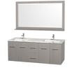 Centra 60 In. Double Vanity in Grey Oak with Marble Vanity Top in Carrara White and Undermount Sinks
