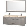 Centra 60 In. Double Vanity in Grey Oak with Marble Vanity Top in Ivory and Undermount Sinks