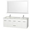Centra 60 In. Double Vanity in White with Marble Vanity Top in Carrara White and Undermount Sinks