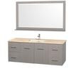 Centra 60 In. Vanity in Grey Oak with Marble Vanity Top in Ivory and Undermount Sink