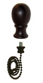 Expresso Wood Finial  / Pullchain with 12 Inch (30.5 cm) Oil-Rubbed Bronze Beaded Chain