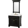 Andover 36 In. Vanity in Antique Black with Marble Vanity Top in Carrera White and Mirror