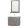 Centra 30 In. Vanity in Grey Oak with Marble Vanity Top in Ivory and Undermount Sink