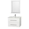 Centra 30 In. Vanity in White with Marble Vanity Top in Carrara White and Undermount Sink