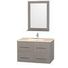 Centra 36 In. Vanity in Grey Oak with Marble Vanity Top in Ivory and Undermount Sink