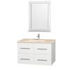 Centra 36 In. Vanity in White with Marble Vanity Top in Ivory and Undermount Sink
