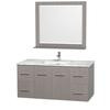 Centra 48 In. Vanity in Grey Oak with Marble Vanity Top in Carrara White and Undermount Sink