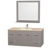 Centra 48 In. Vanity in Grey Oak with Marble Vanity Top in Ivory and Undermount Sink