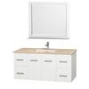 Centra 48 In. Vanity in White with Marble Vanity Top in Ivory and Undermount Sink