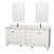 Acclaim 80 In. Double Vanity in White with Top in Carrara White with Square Sinks and Mirror
