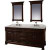 Andover 72 In. Vanity in Dark Cherry with Double Basin Marble Top in Carrera White and Mirrors