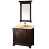 Andover 36 In. Vanity in Dark Cherry with Marble Vanity Top in Ivory and Mirror